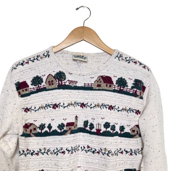 Northern Reflections VINTAGE White Cottage Granny Core Sweater Size S / P VTG - Picture 3 of 10